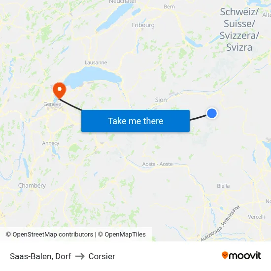 Saas-Balen, Dorf to Corsier map