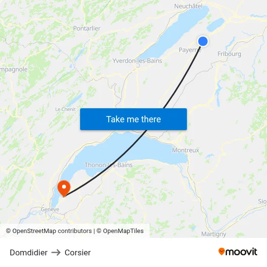 Domdidier to Corsier map