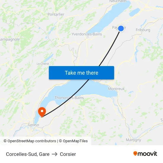 Corcelles-Sud, Gare to Corsier map