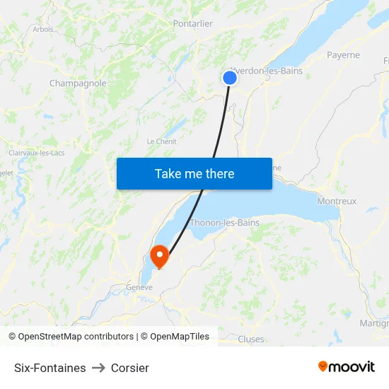 Six-Fontaines to Corsier map