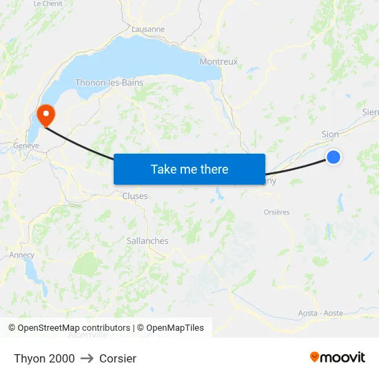 Thyon 2000 to Corsier map