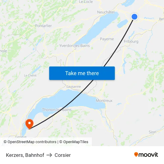 Kerzers, Bahnhof to Corsier map