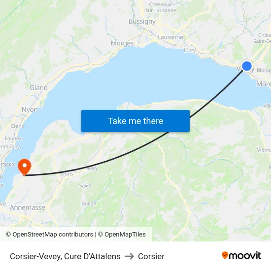 Corsier-Vevey, Cure D'Attalens to Corsier map