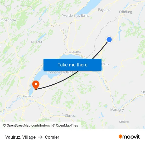 Vaulruz, Village to Corsier map