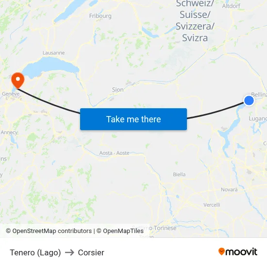 Tenero (Lago) to Corsier map