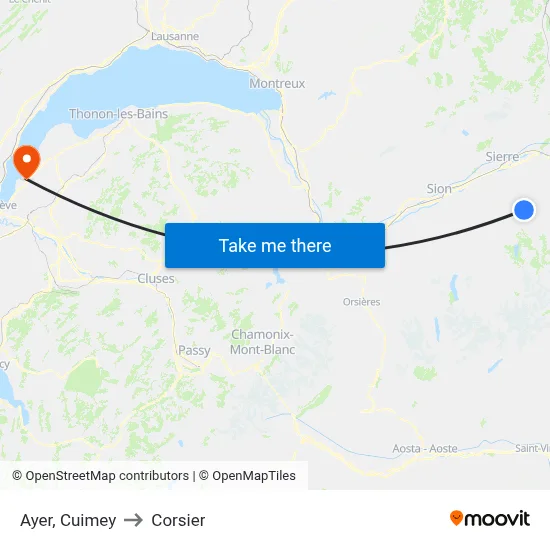Ayer, Cuimey to Corsier map
