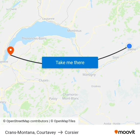 Crans-Montana, Courtavey to Corsier map