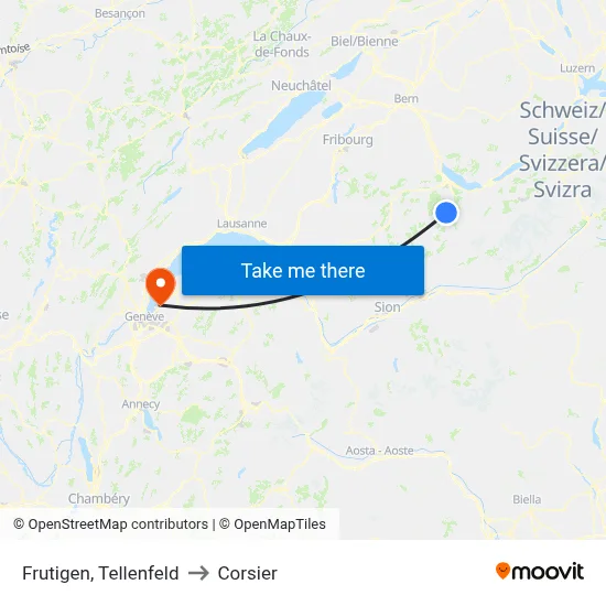 Frutigen, Tellenfeld to Corsier map
