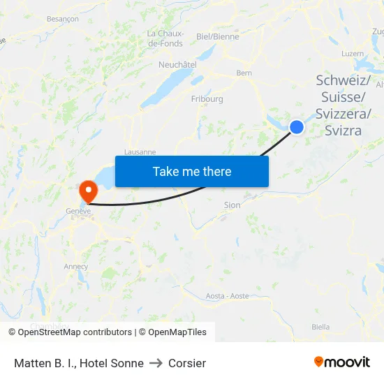 Matten B. I., Hotel Sonne to Corsier map