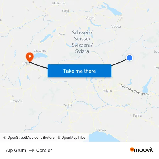 Alp Grüm to Corsier map