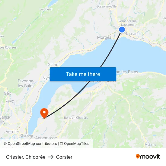 Crissier, Chicorée to Corsier map