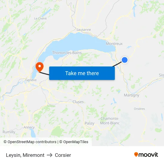 Leysin, Miremont to Corsier map