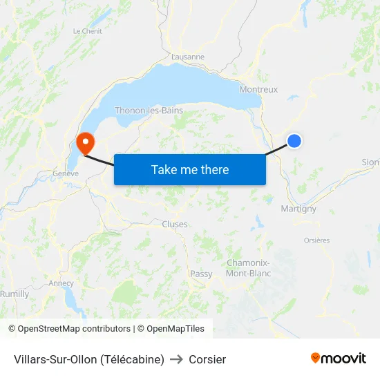 Villars-Sur-Ollon (Télécabine) to Corsier map