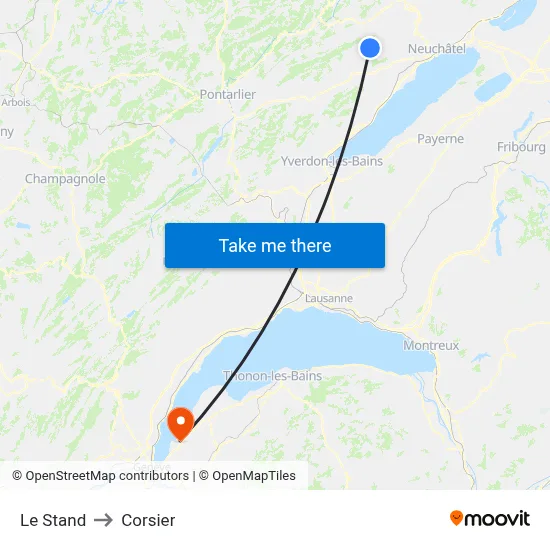 Le Stand to Corsier map