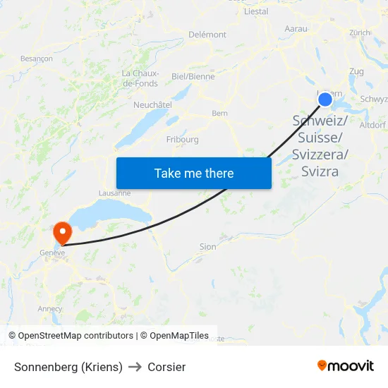 Sonnenberg (Kriens) to Corsier map