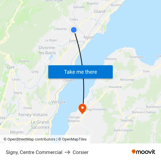 Signy, Centre Commercial to Corsier map