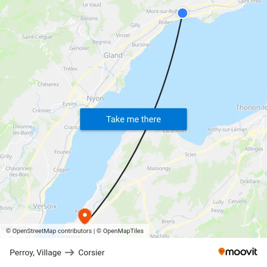 Perroy, Village to Corsier map