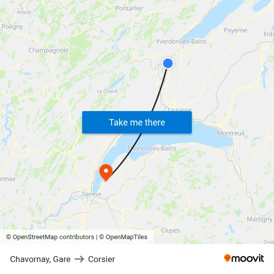 Chavornay, Gare to Corsier map