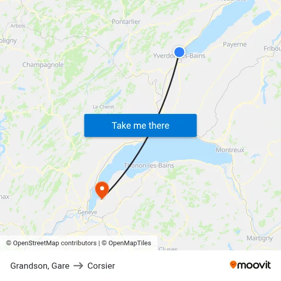 Grandson, Gare to Corsier map