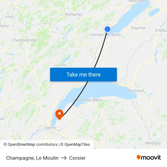 Champagne, Le Moulin to Corsier map