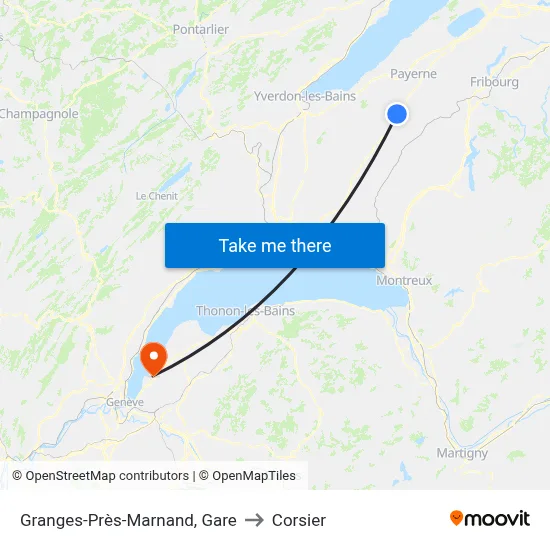 Granges-Près-Marnand, Gare to Corsier map