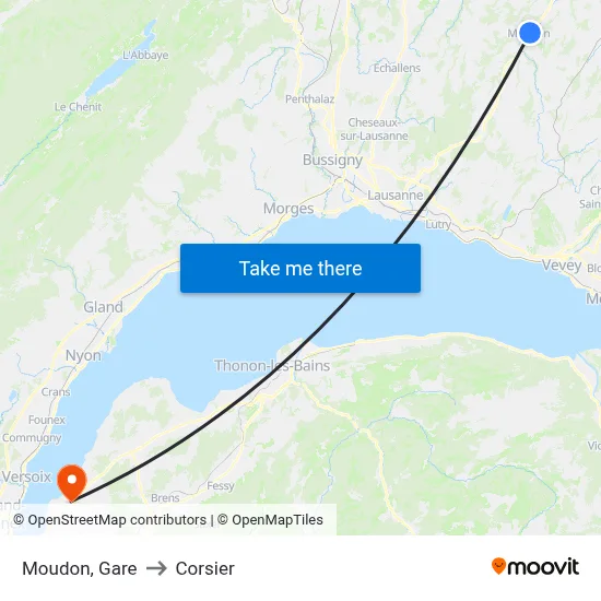 Moudon, Gare to Corsier map