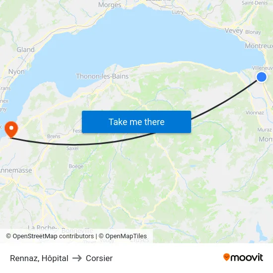 Rennaz, Hôpital to Corsier map