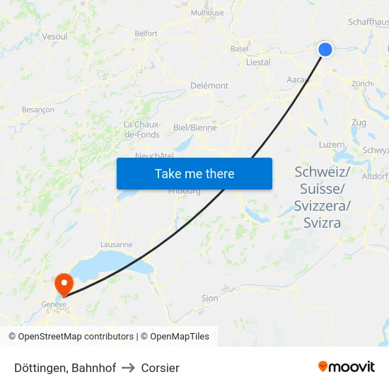 Döttingen, Bahnhof to Corsier map