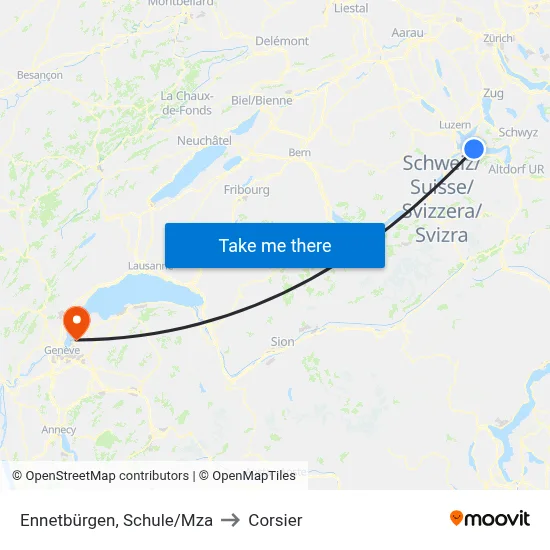 Ennetbürgen, Schule/Mza to Corsier map