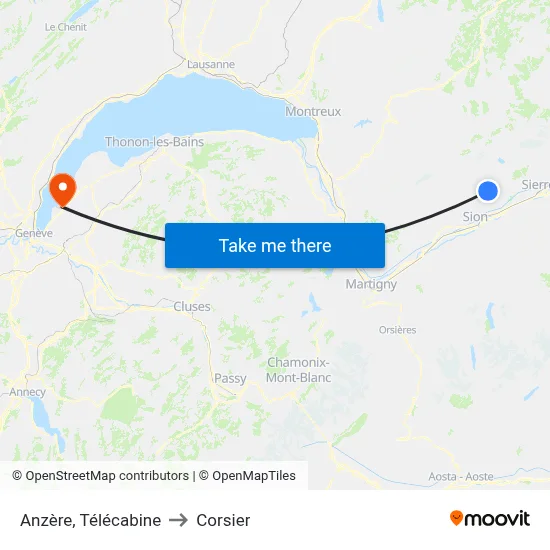 Anzère, Télécabine to Corsier map