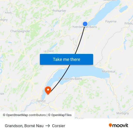 Grandson, Borné Nau to Corsier map