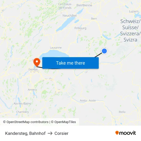 Kandersteg, Bahnhof to Corsier map
