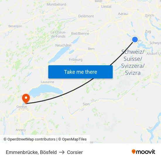 Emmenbrücke, Bösfeld to Corsier map