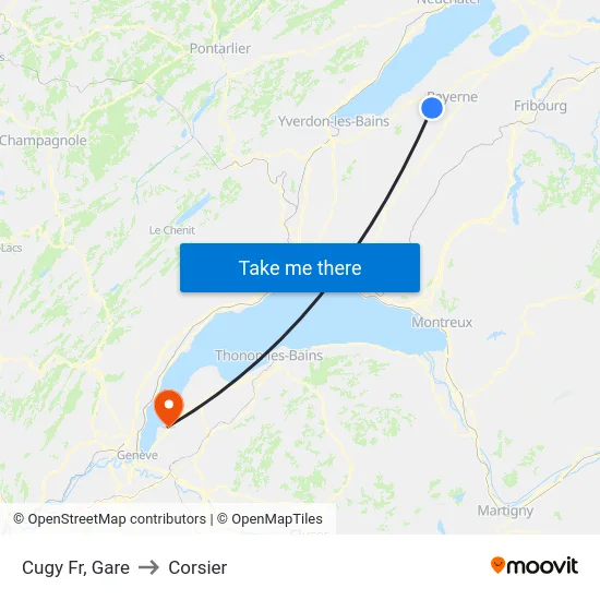 Cugy Fr, Gare to Corsier map