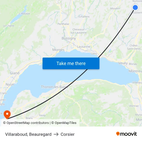 Villaraboud, Beauregard to Corsier map