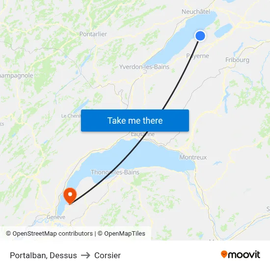 Portalban, Dessus to Corsier map