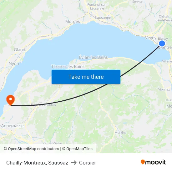 Chailly-Montreux, Saussaz to Corsier map