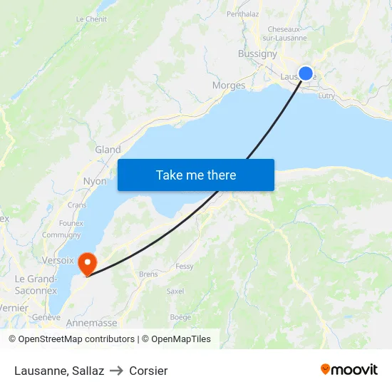 Lausanne, Sallaz to Corsier map