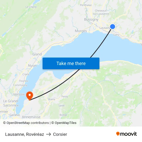 Lausanne, Rovéréaz to Corsier map