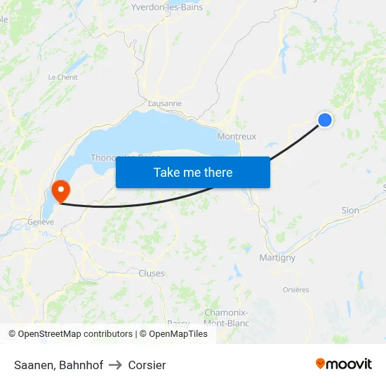 Saanen, Bahnhof to Corsier map