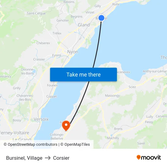 Bursinel, Village to Corsier map