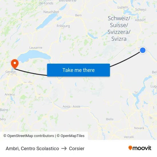 Ambrì, Centro Scolastico to Corsier map