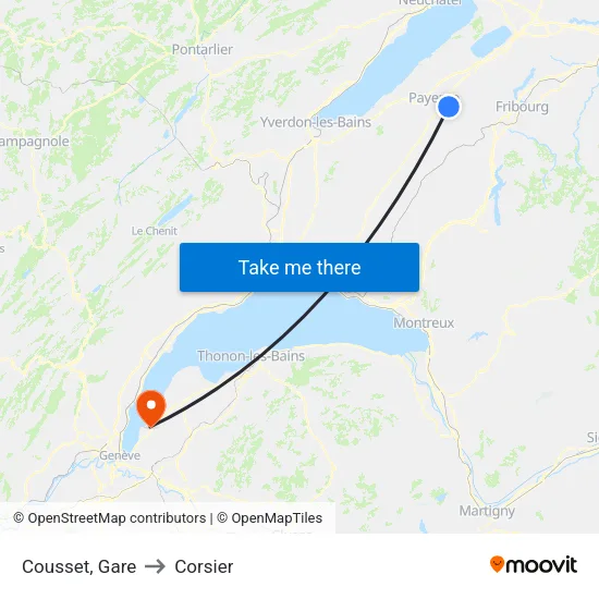 Cousset, Gare to Corsier map