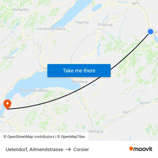 Uetendorf, Allmendstrasse to Corsier map