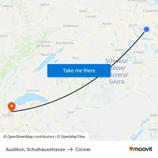 Auslikon, Schulhausstrasse to Corsier map