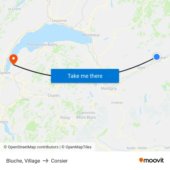 Bluche, Village to Corsier map