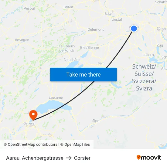 Aarau, Achenbergstrasse to Corsier map