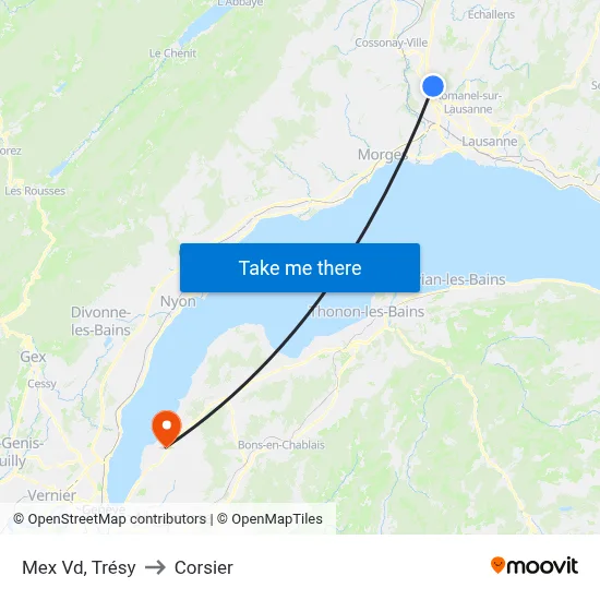 Mex Vd, Trésy to Corsier map