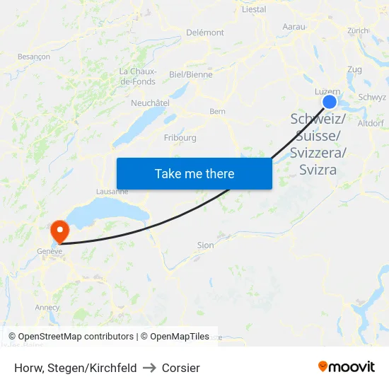 Horw, Stegen/Kirchfeld to Corsier map