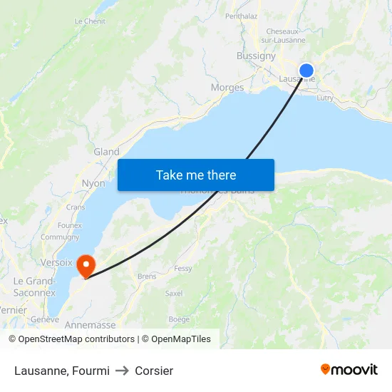 Lausanne, Fourmi to Corsier map